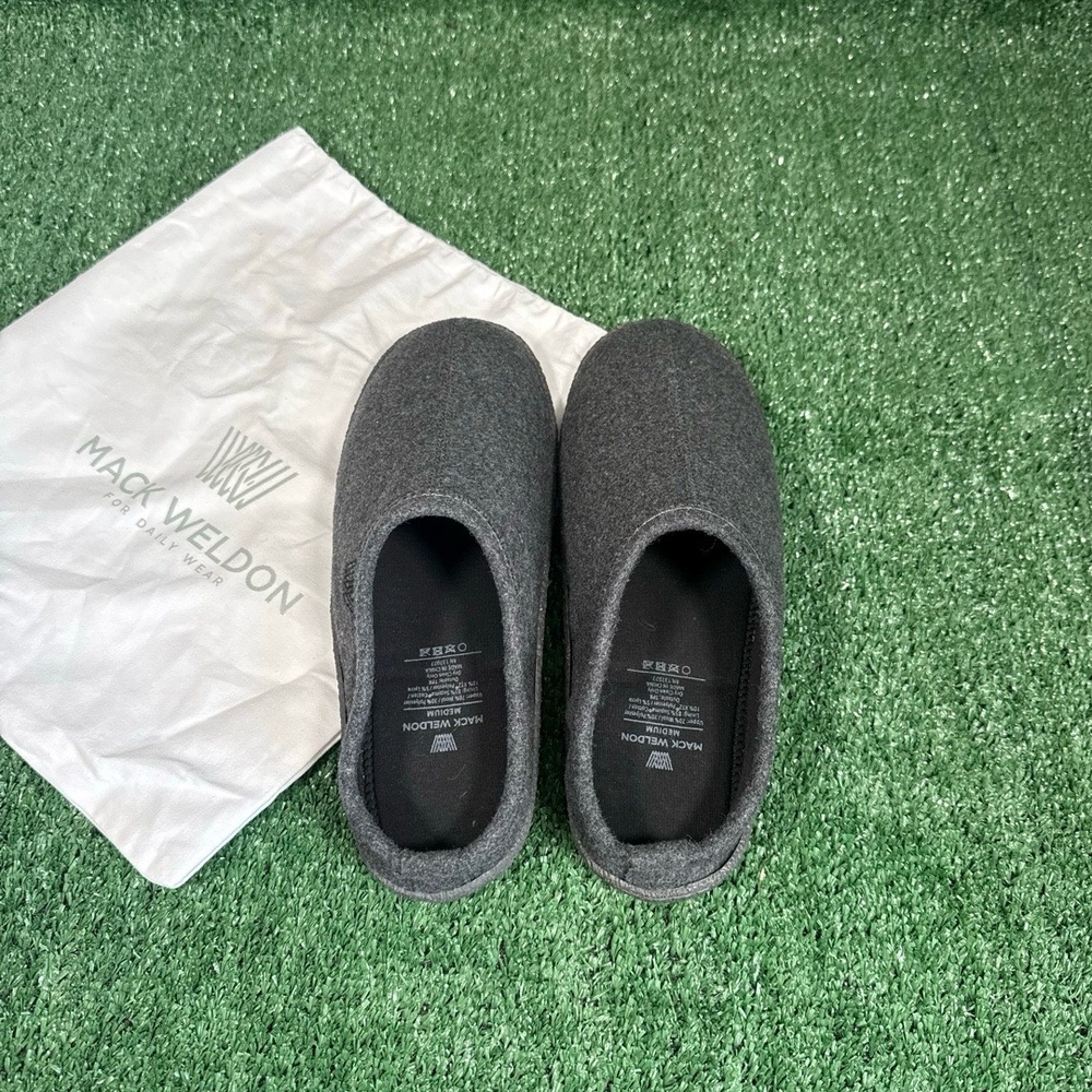 Mack Weldon Men’s House Slippers Charcoal Gray Wool‎ Blend Size Medium